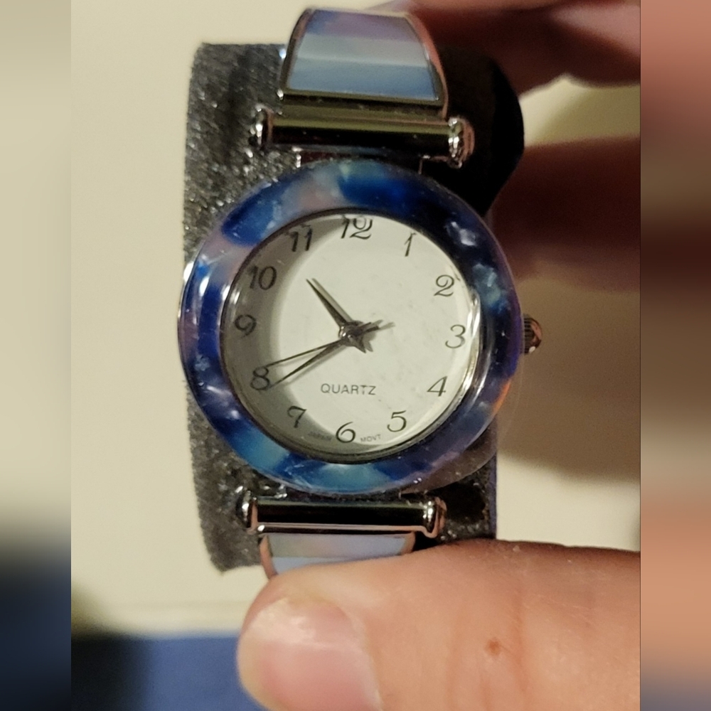Vintage Avon Blue Mother Of Pearl Watch